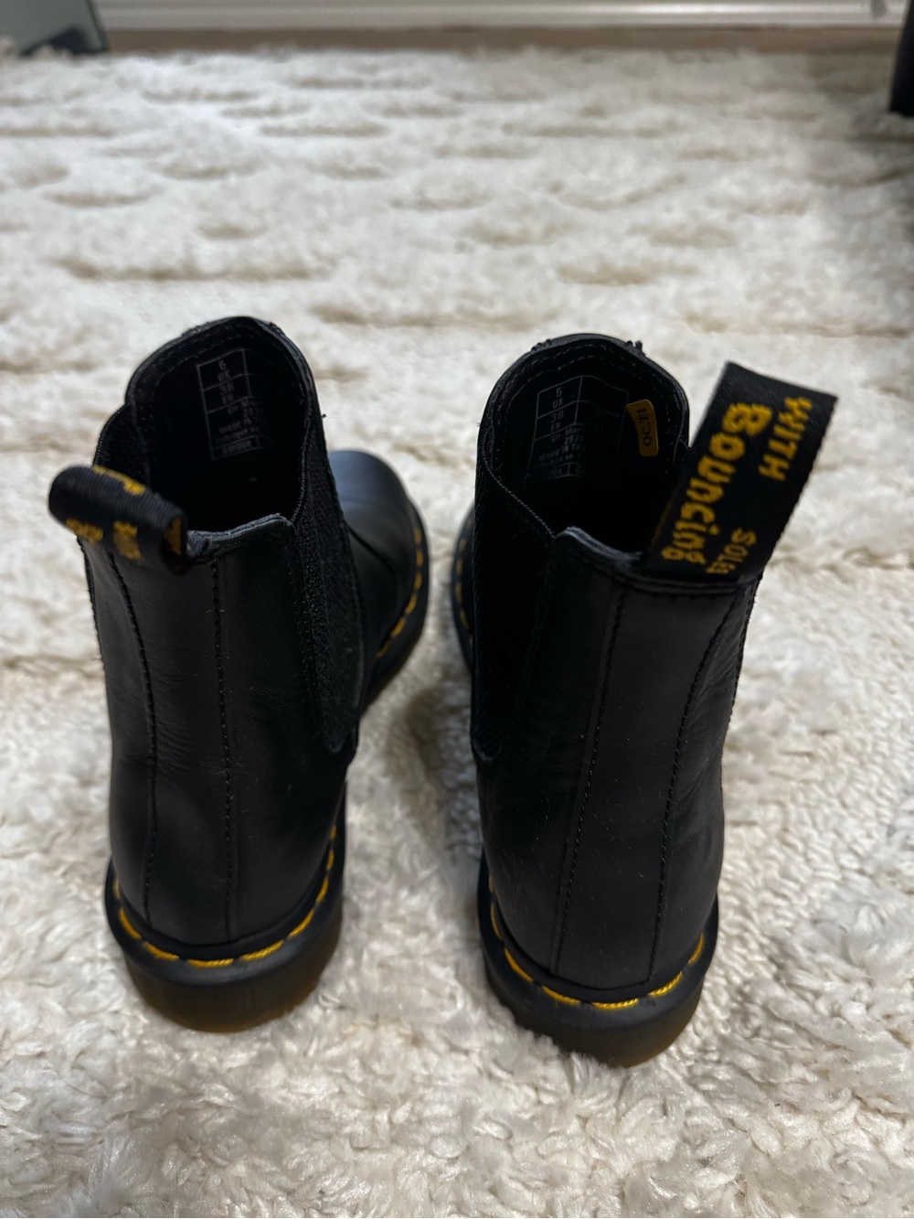 Dr. Martens Black Leather Chelsea Boots with Yellow Stitching - Picture 3 of 4